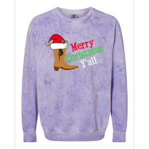 Merry Christmas YAll Funny Texas Cow Holiday Gift Colorblast Crewneck Sweatshirt