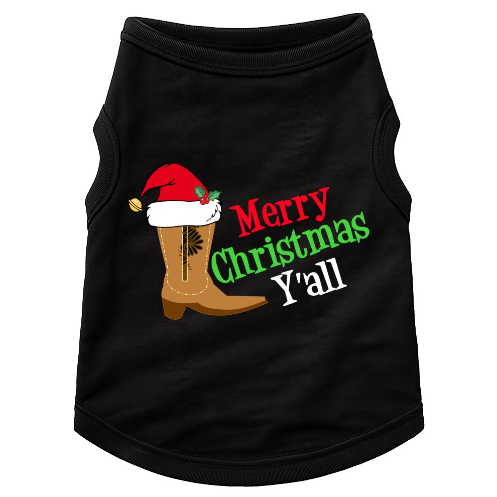 Merry Christmas YAll Funny Texas Cow Holiday Gift Doggie Tank