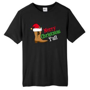 Merry Christmas YAll Funny Texas Cow Holiday Gift Tall Fusion ChromaSoft Performance T-Shirt