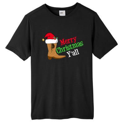 Merry Christmas YAll Funny Texas Cow Holiday Gift Tall Fusion ChromaSoft Performance T-Shirt