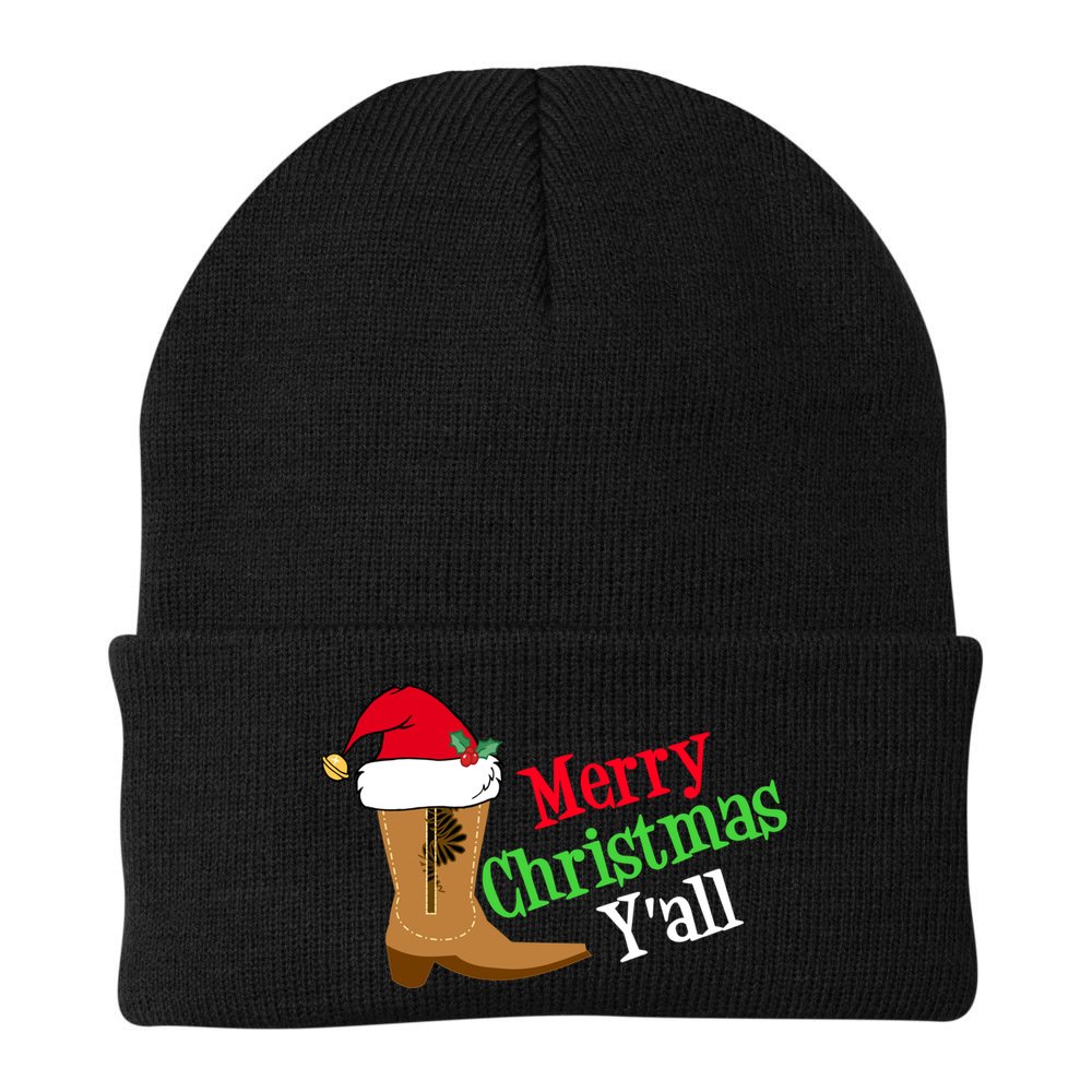 Merry Christmas YAll Funny Texas Cow Holiday Gift Beanie