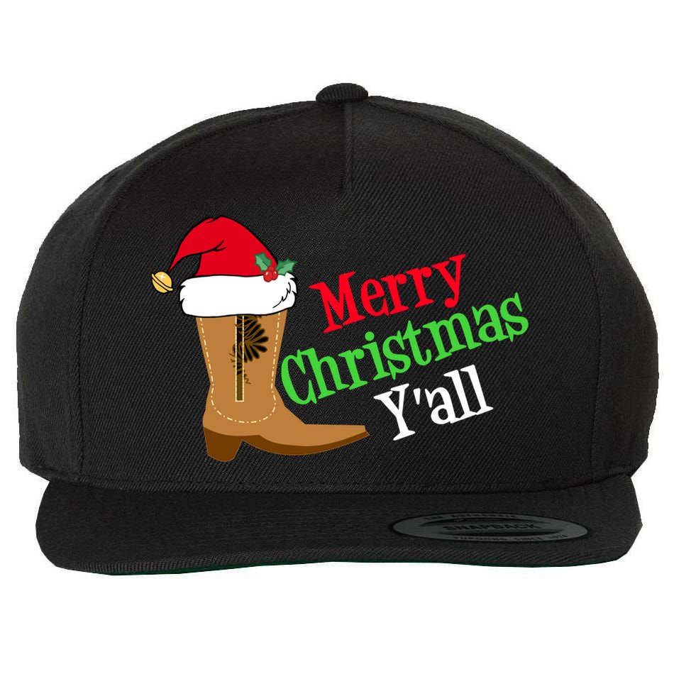 Merry Christmas YAll Funny Texas Cow Holiday Gift Wool Snapback Cap