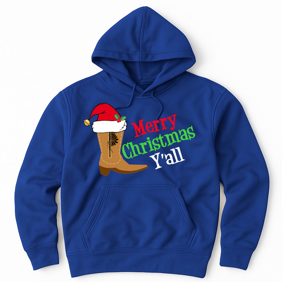Merry Christmas YAll Funny Texas Cow Holiday Gift Hoodie