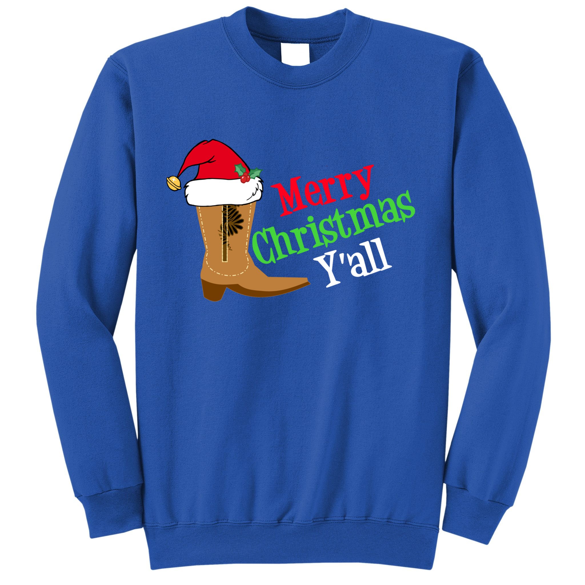 Merry Christmas YAll Funny Texas Cow Holiday Gift Sweatshirt