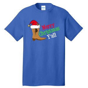 Merry Christmas YAll Funny Texas Cow Holiday Gift Tall T-Shirt