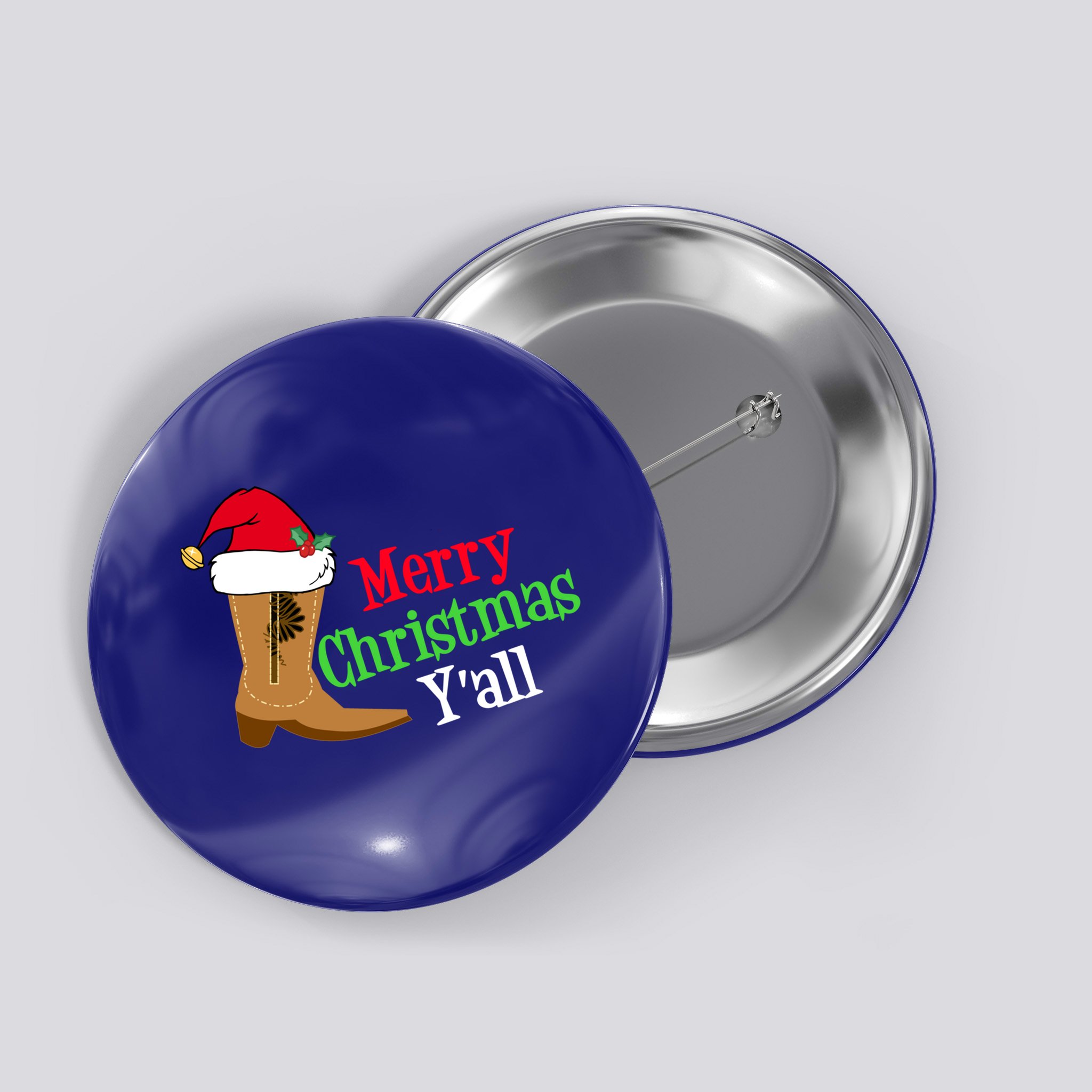 Merry Christmas YAll Funny Texas Cow Holiday Gift Button