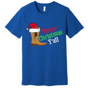 Merry Christmas YAll Funny Texas Cow Holiday Gift Premium T-Shirt