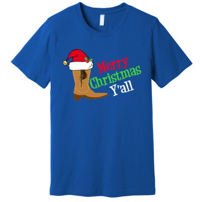 Merry Christmas YAll Funny Texas Cow Holiday Gift Premium T-Shirt