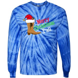 Merry Christmas YAll Funny Texas Cow Holiday Gift Tie-Dye Long Sleeve Shirt