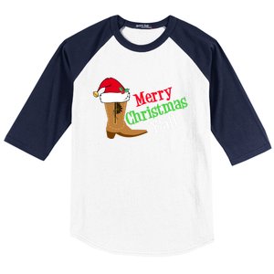 Merry Christmas YAll Funny Texas Cow Holiday Gift Baseball Sleeve Shirt