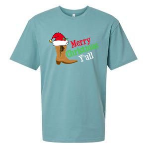 Merry Christmas YAll Funny Texas Cow Holiday Gift Sueded Cloud Jersey T-Shirt