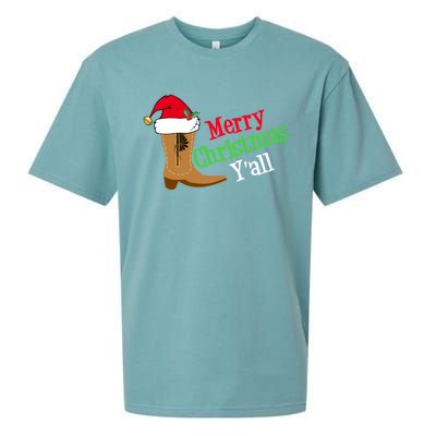 Merry Christmas YAll Funny Texas Cow Holiday Gift Sueded Cloud Jersey T-Shirt