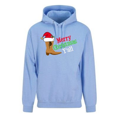 Merry Christmas YAll Funny Texas Cow Holiday Gift Unisex Surf Hoodie