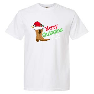 Merry Christmas YAll Funny Texas Cow Holiday Gift Garment-Dyed Heavyweight T-Shirt