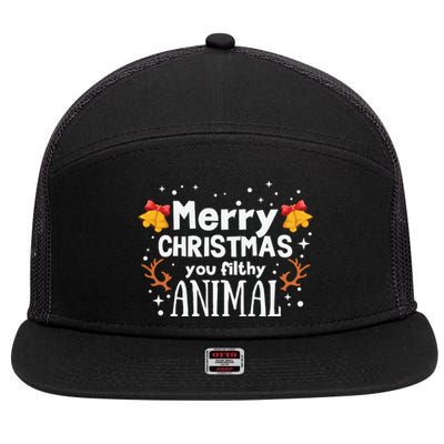 Merry Christmas You Filthy Animal 7 Panel Mesh Trucker Snapback Hat