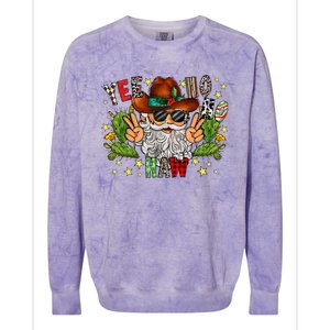 Merry Christmas Yee Ho Ho Haw Santa Cowhide Western Country Colorblast Crewneck Sweatshirt