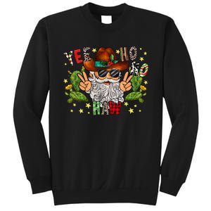 Merry Christmas Yee Ho Ho Haw Santa Cowhide Western Country Sweatshirt