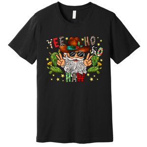 Merry Christmas Yee Ho Ho Haw Santa Cowhide Western Country Premium T-Shirt