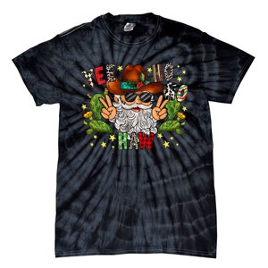 Merry Christmas Yee Ho Ho Haw Santa Cowhide Western Country Tie-Dye T-Shirt