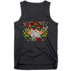 Merry Christmas Yee Ho Ho Haw Santa Cowhide Western Country Tank Top