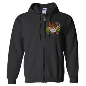 Merry Christmas Yee Ho Ho Haw Santa Cowhide Western Country Full Zip Hoodie