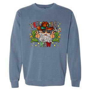 Merry Christmas Yee Ho Ho Haw Santa Cowhide Western Country Garment-Dyed Sweatshirt