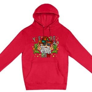 Merry Christmas Yee Ho Ho Haw Santa Cowhide Western Country Premium Pullover Hoodie