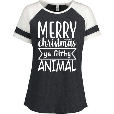 Merry Christmas Ya Filthy Animal Funny Holiday Enza Ladies Jersey Colorblock Tee