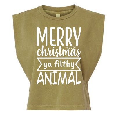 Merry Christmas Ya Filthy Animal Funny Holiday Garment-Dyed Women's Muscle Tee