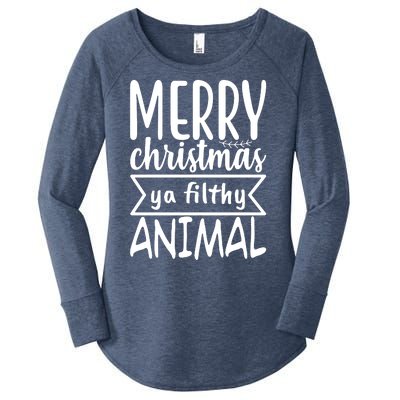 Merry Christmas Ya Filthy Animal Funny Holiday Women's Perfect Tri Tunic Long Sleeve Shirt