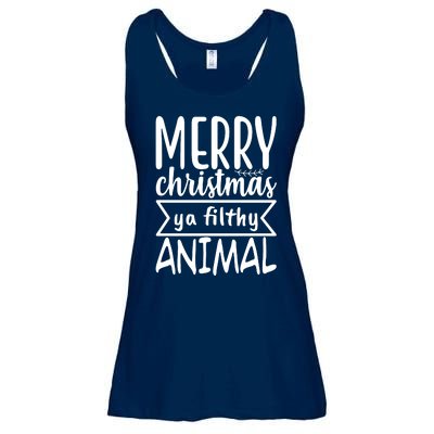 Merry Christmas Ya Filthy Animal Funny Holiday Ladies Essential Flowy Tank