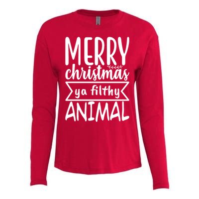 Merry Christmas Ya Filthy Animal Funny Holiday Womens Cotton Relaxed Long Sleeve T-Shirt