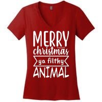 Merry Christmas Ya Filthy Animal Funny Holiday Women's V-Neck T-Shirt