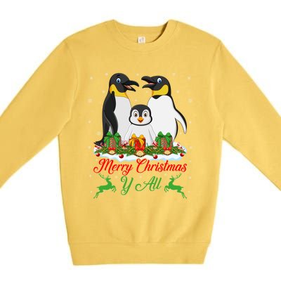 Merry Christmas Y All Family Matching Penguin Christmas Tree Gift Premium Crewneck Sweatshirt