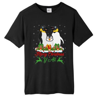 Merry Christmas Y All Family Matching Penguin Christmas Tree Gift Tall Fusion ChromaSoft Performance T-Shirt