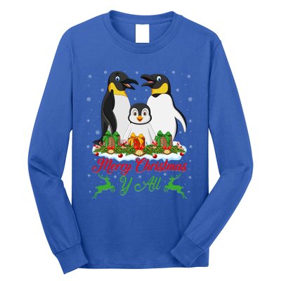 Merry Christmas Y All Family Matching Penguin Christmas Tree Gift Long Sleeve Shirt