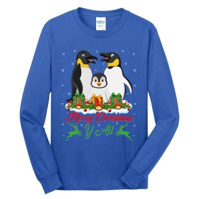 Merry Christmas Y All Family Matching Penguin Christmas Tree Gift Tall Long Sleeve T-Shirt