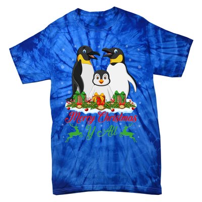 Merry Christmas Y All Family Matching Penguin Christmas Tree Gift Tie-Dye T-Shirt