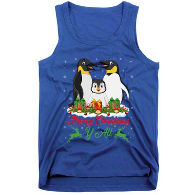 Merry Christmas Y All Family Matching Penguin Christmas Tree Gift Tank Top