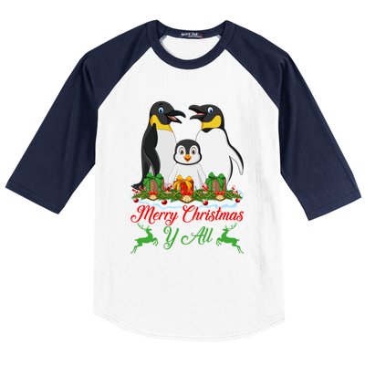 Merry Christmas Y All Family Matching Penguin Christmas Tree Gift Baseball Sleeve Shirt