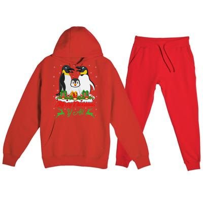 Merry Christmas Y All Family Matching Penguin Christmas Tree Gift Premium Hooded Sweatsuit Set