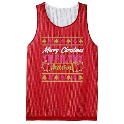 Merry Christmas Ya Filthy Animal Ugly Christmas Mesh Reversible Basketball Jersey Tank