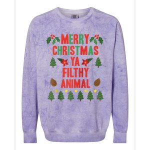 Merry Christmas Ya Filthy Animals Funny Christmas Gift Tee Colorblast Crewneck Sweatshirt