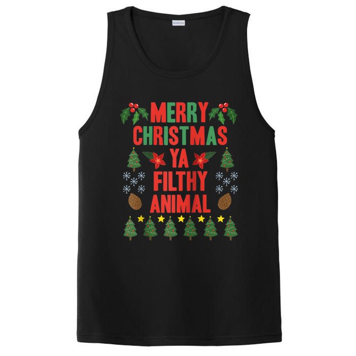 Merry Christmas Ya Filthy Animals Funny Christmas Gift Tee PosiCharge Competitor Tank