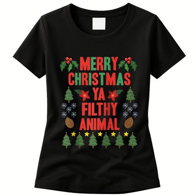 Merry Christmas Ya Filthy Animals Funny Christmas Gift Tee Womens T-Shirt