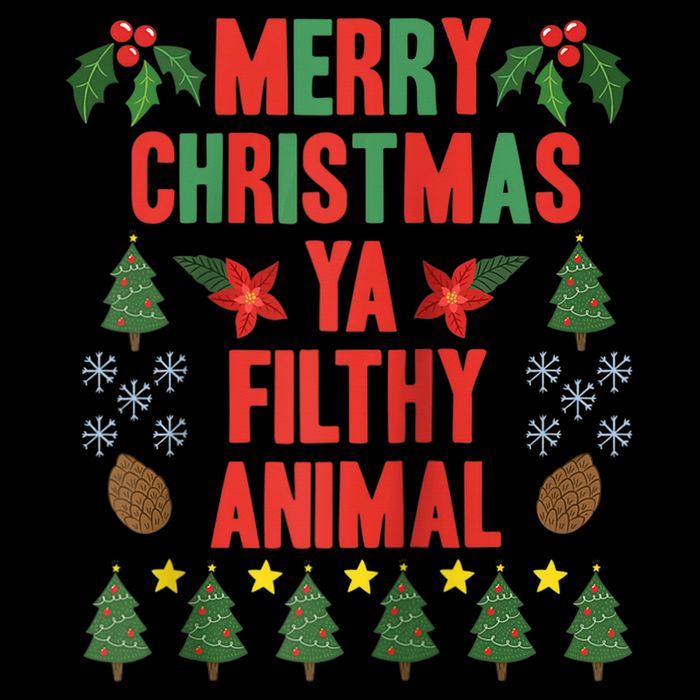 Merry Christmas Ya Filthy Animals Funny Christmas Gift Tee Women's V-Neck T-Shirt