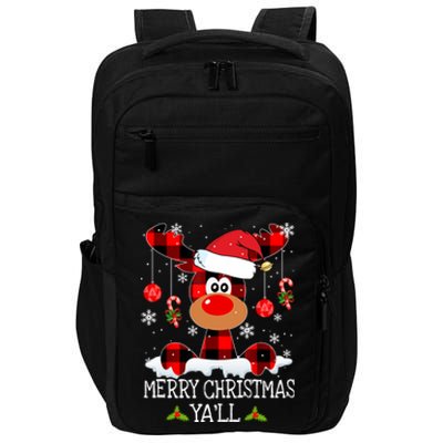 Merry Christmas YaLl Buffalo Red Plaid Reindeer Santa Hat Impact Tech Backpack