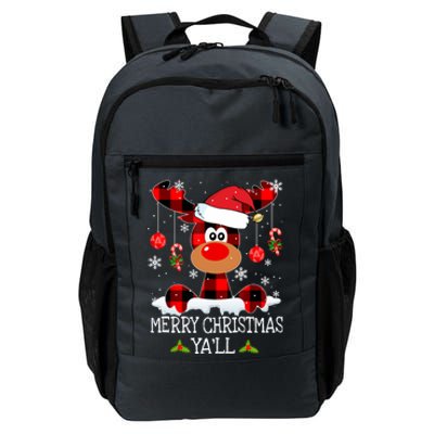 Merry Christmas YaLl Buffalo Red Plaid Reindeer Santa Hat Daily Commute Backpack