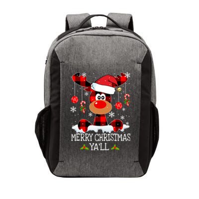 Merry Christmas YaLl Buffalo Red Plaid Reindeer Santa Hat Vector Backpack