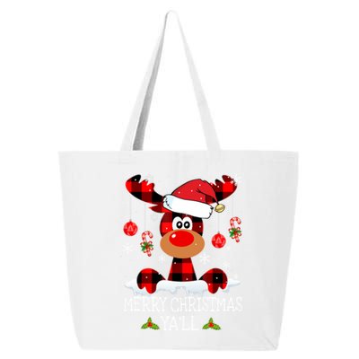 Merry Christmas YaLl Buffalo Red Plaid Reindeer Santa Hat 25L Jumbo Tote